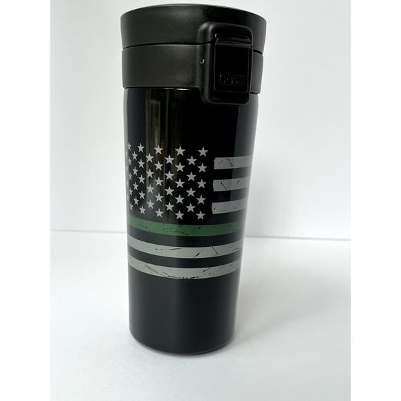 Thin Green Line Military American Flag 12 Ounce Vacuum Tumbler - Picture 6 of 10